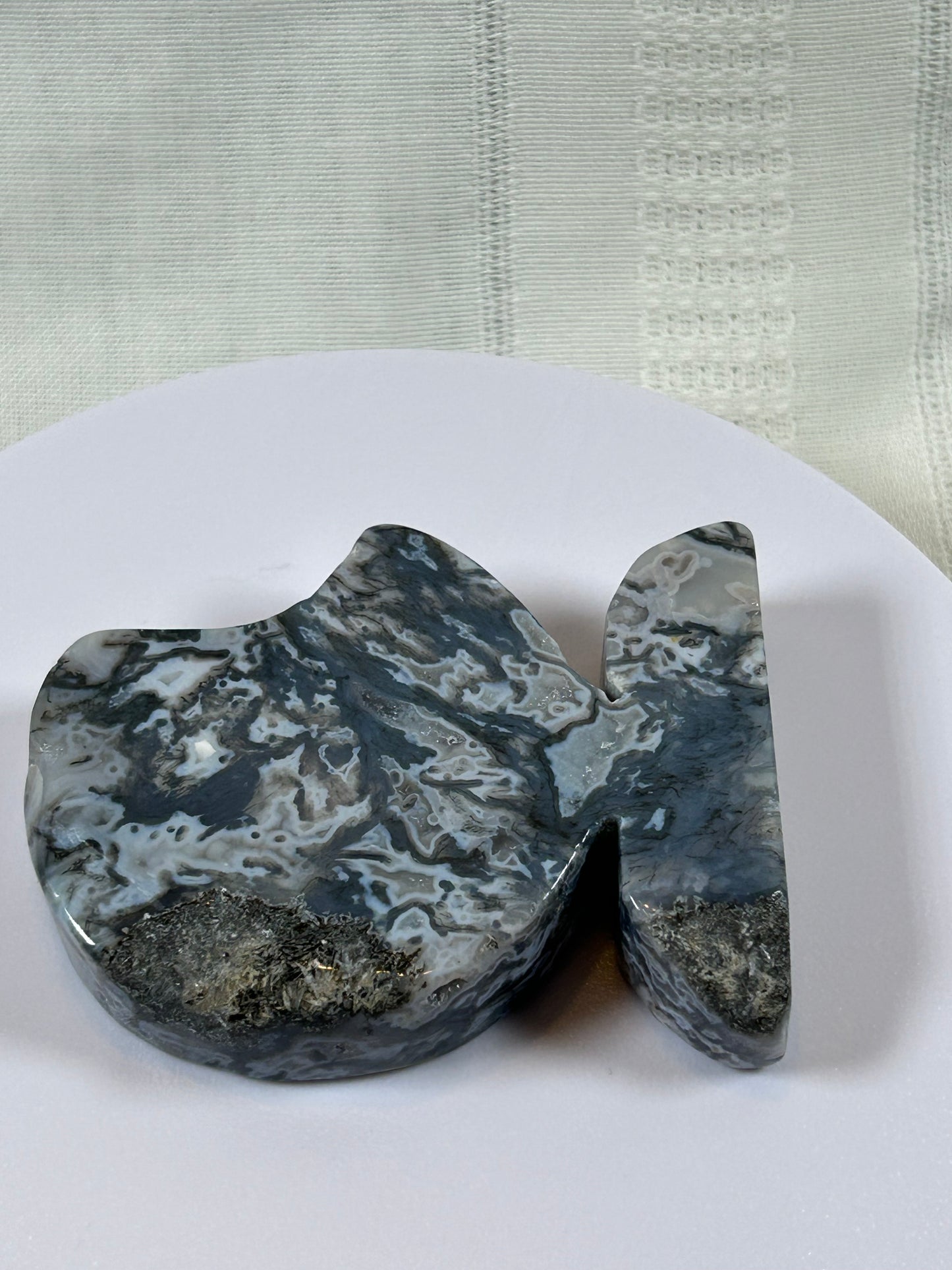 (#6) - OCEAN JASPER 3/4 MOON CARVING - NEW