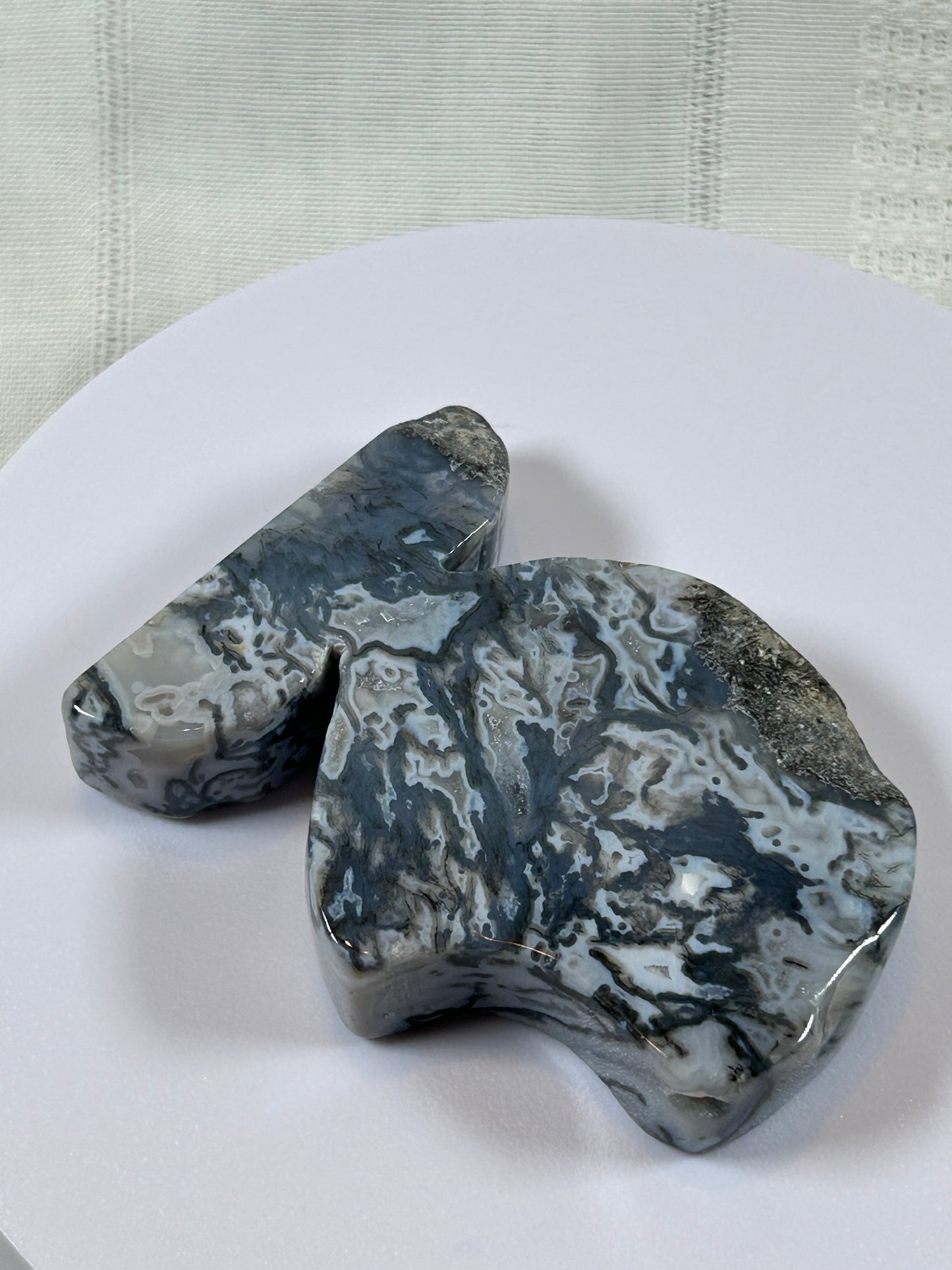 (#6) - OCEAN JASPER 3/4 MOON CARVING - NEW
