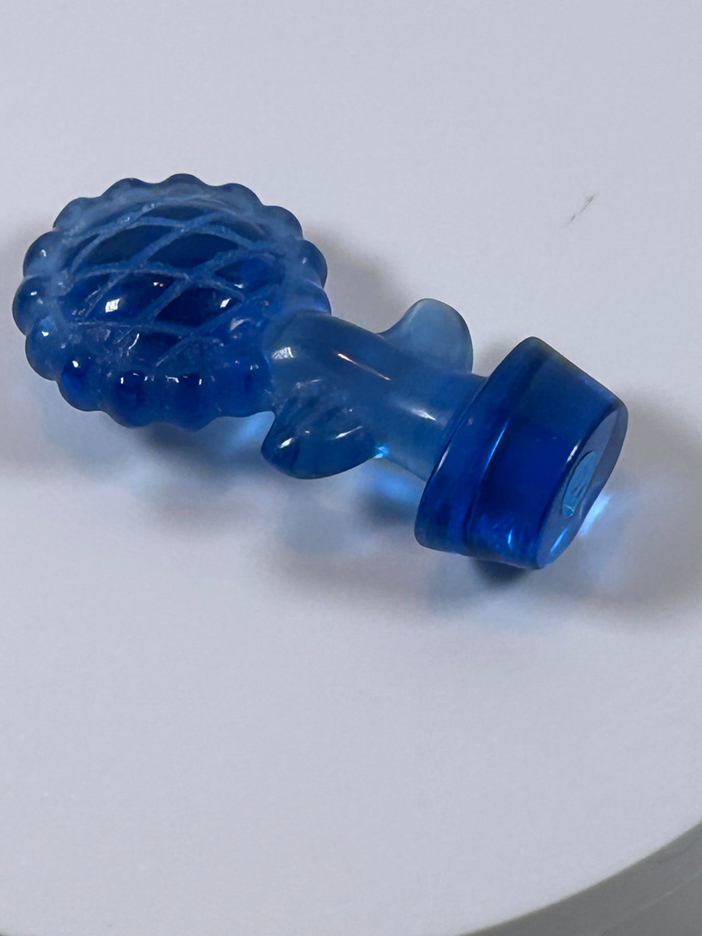 (#10) - BLUE SEA GLASS SUNFLOWER CARVING - NEW