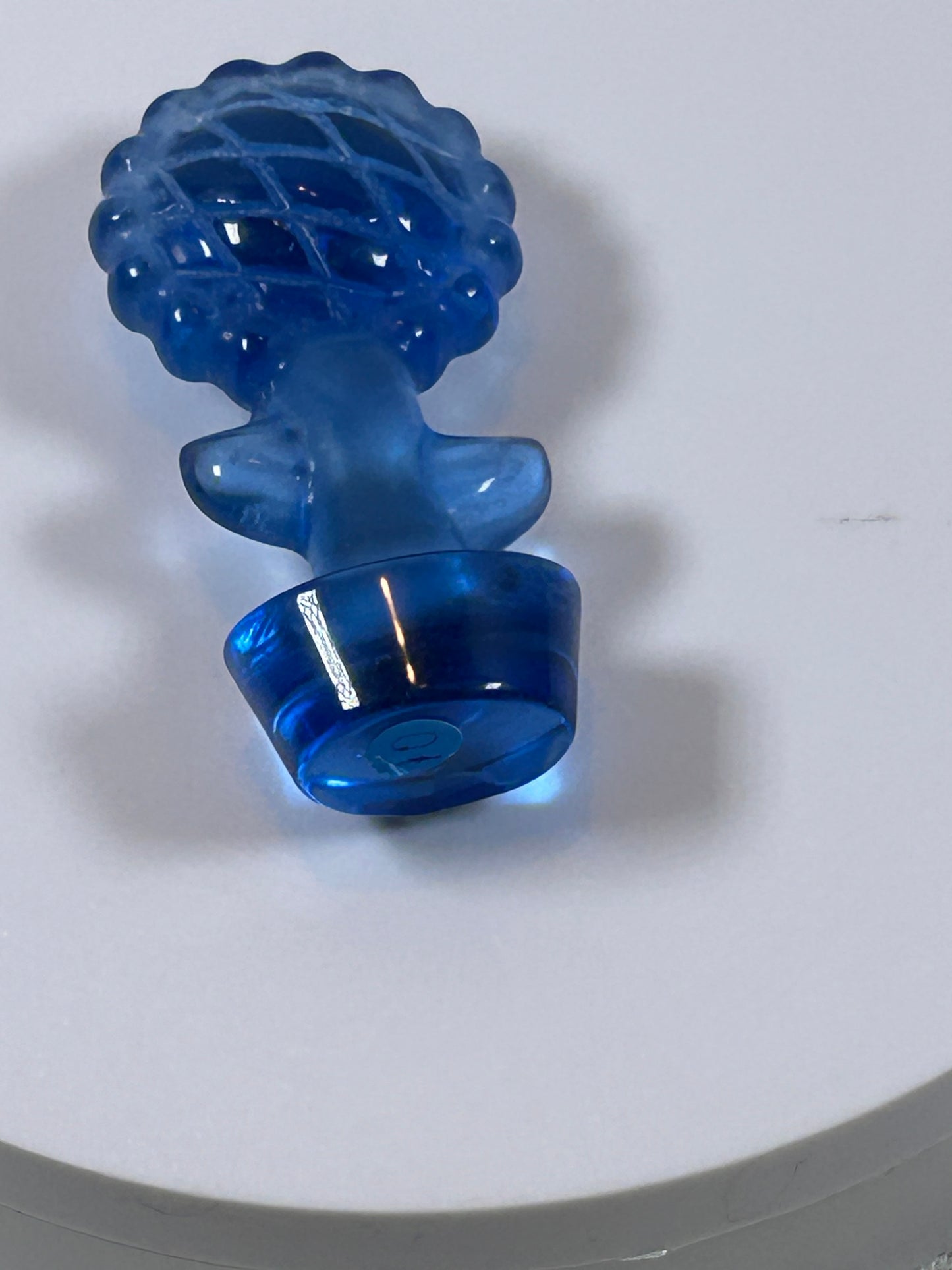 (#10) - BLUE SEA GLASS SUNFLOWER CARVING - NEW