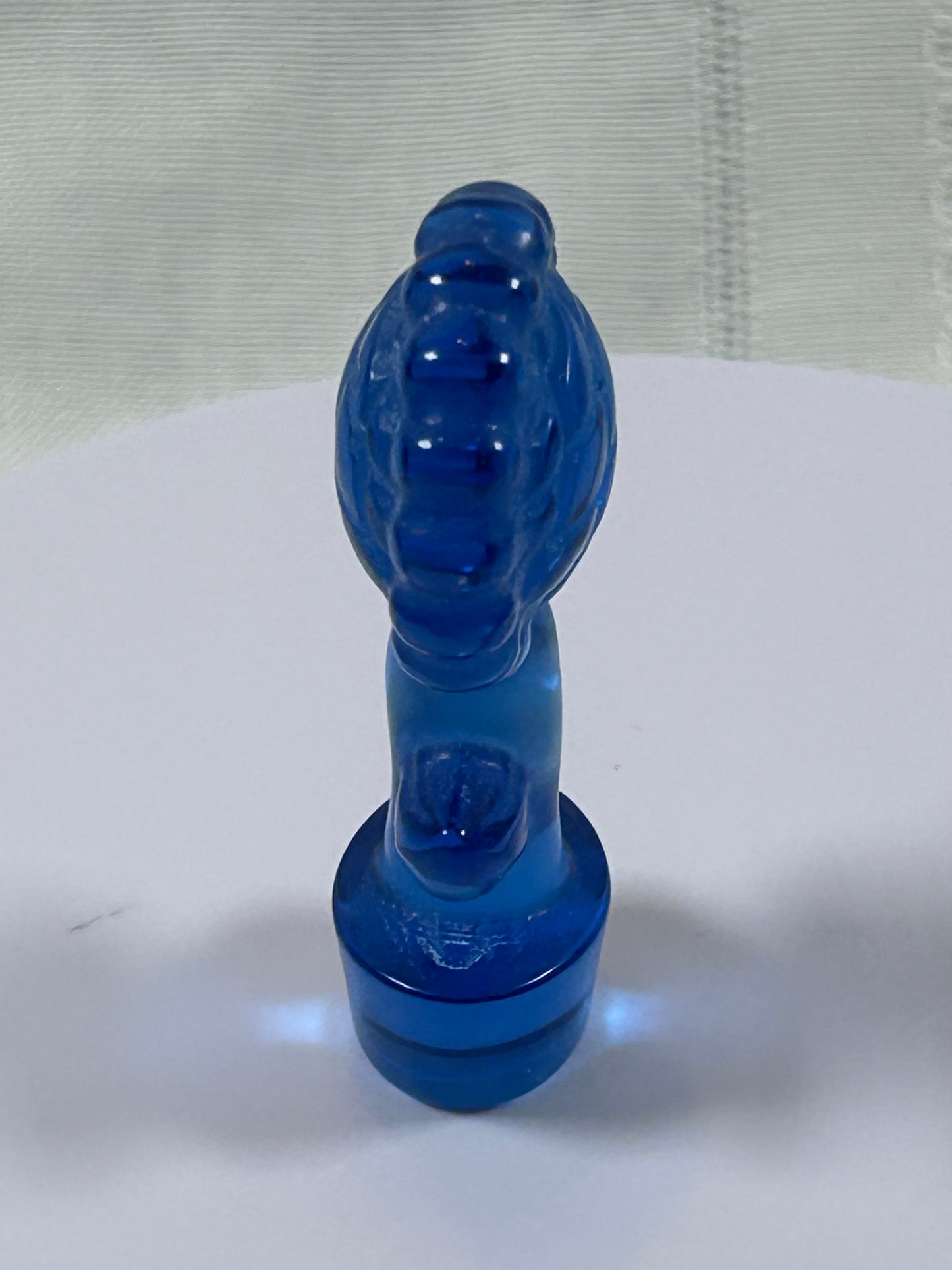 (#10) - BLUE SEA GLASS SUNFLOWER CARVING - NEW