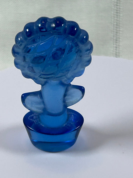 (#10) - BLUE SEA GLASS SUNFLOWER CARVING - NEW