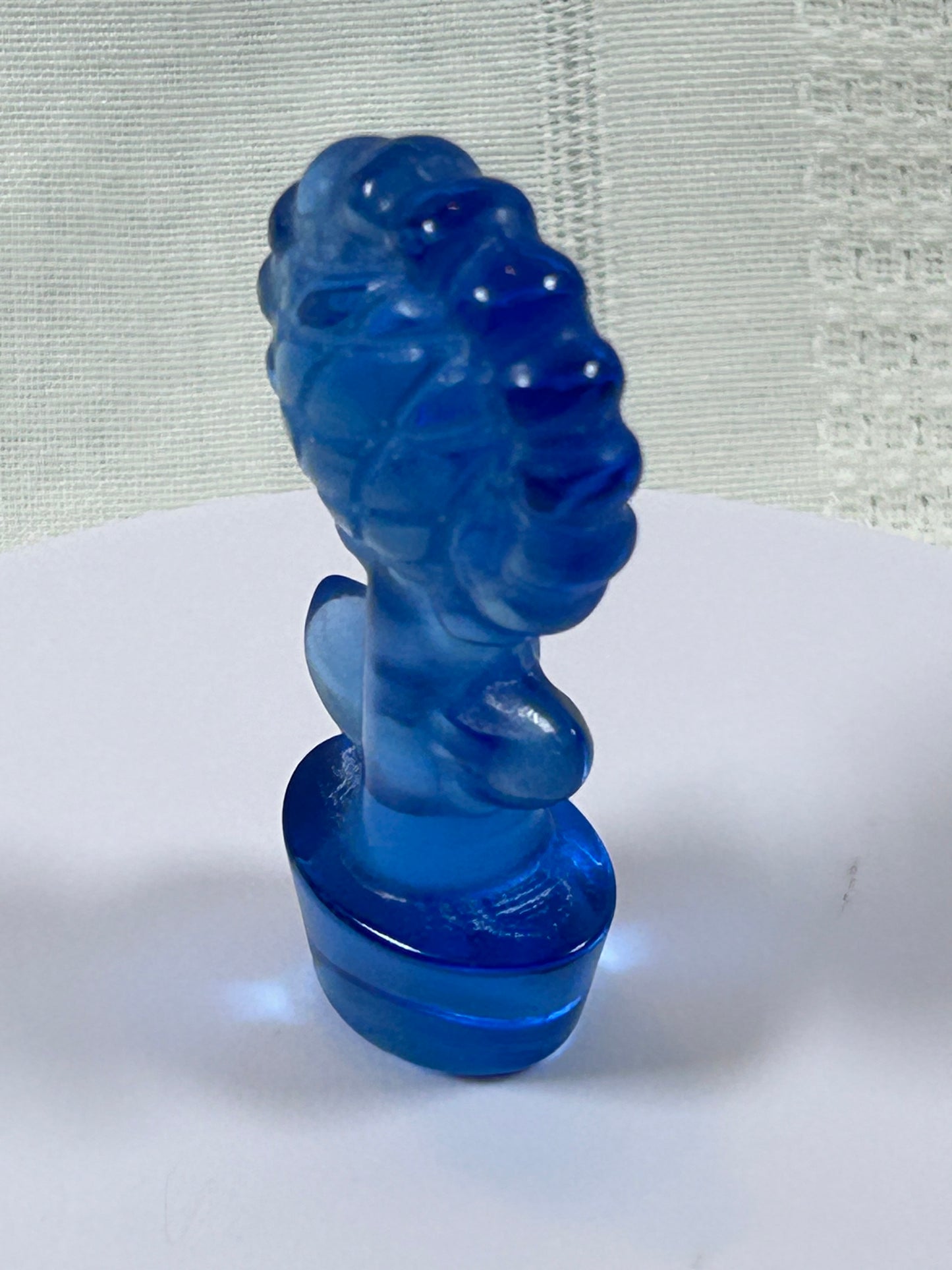 (#10) - BLUE SEA GLASS SUNFLOWER CARVING - NEW
