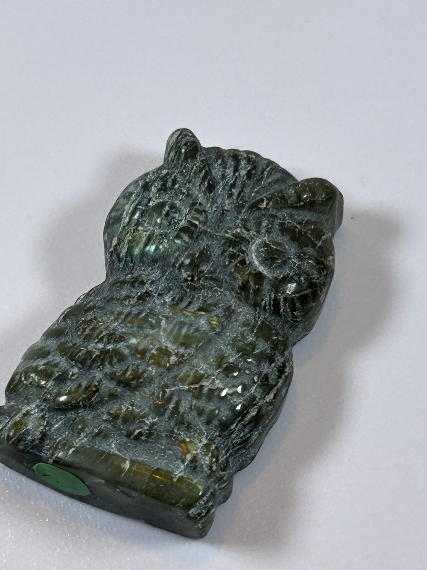 (#21) - LABRADORITE OWL CARVING - NEW