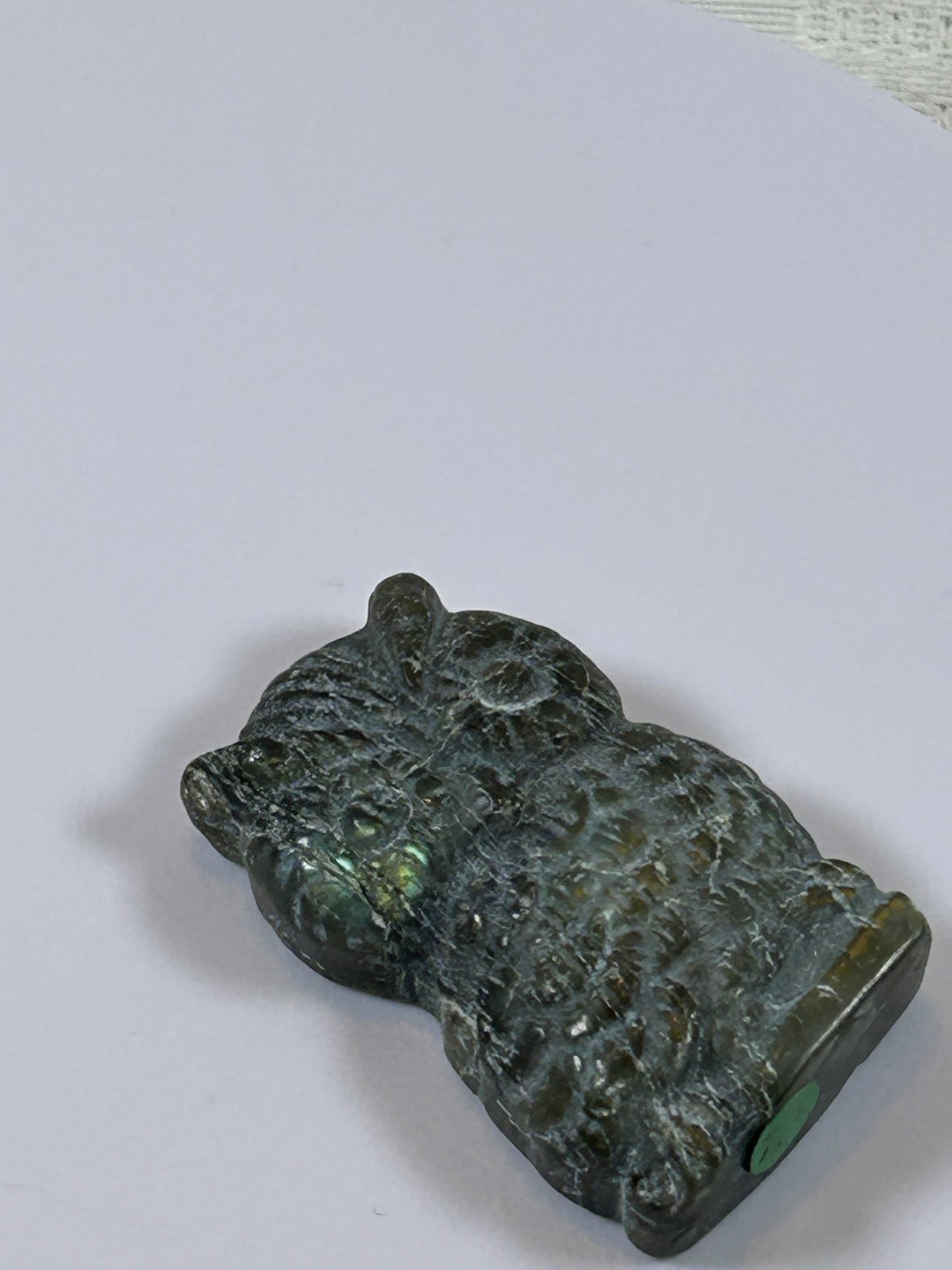 (#21) - LABRADORITE OWL CARVING - NEW