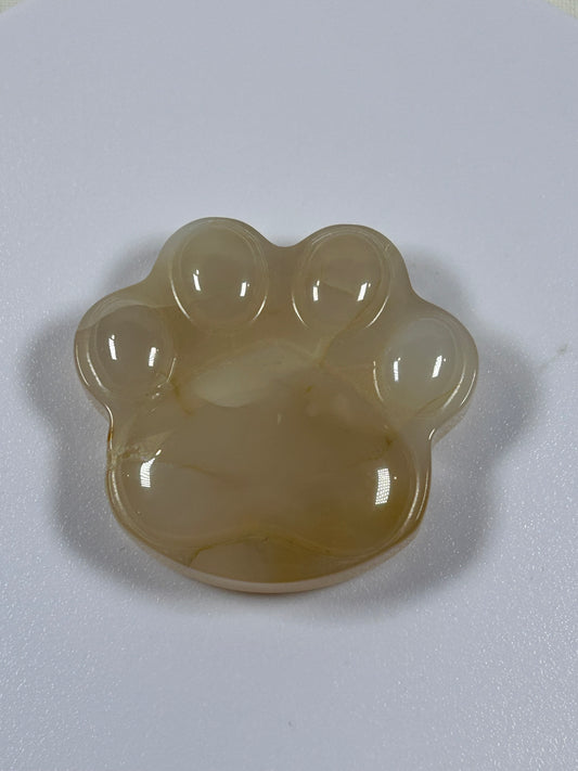 (#1109) - Flower Agate Paw Print - New