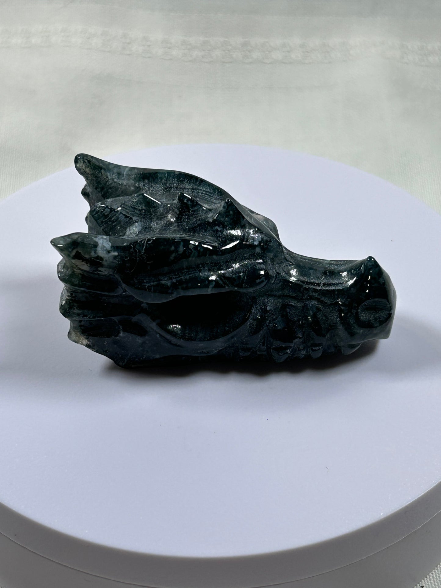 (#1102) - Moss Agate Dragon's Head - New