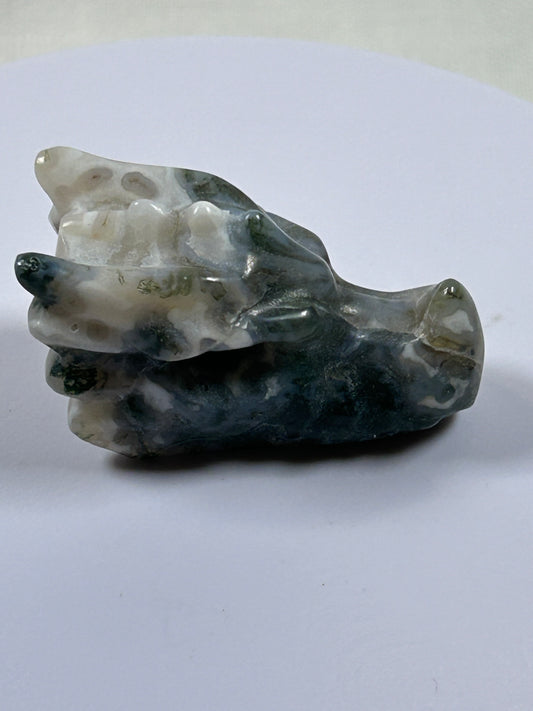 (#1104) - Moss Agate Dragon's Head - New