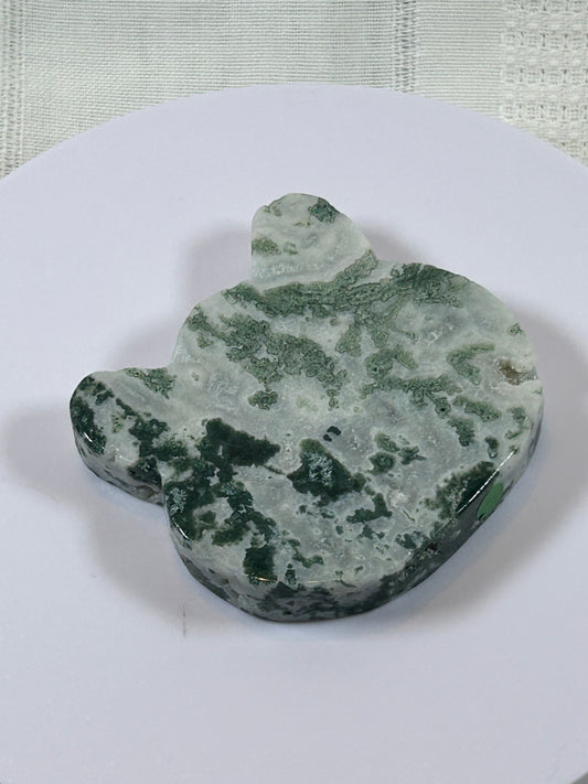 (#35) - TREE AGATE BEAR HEAD CARVING - NEW