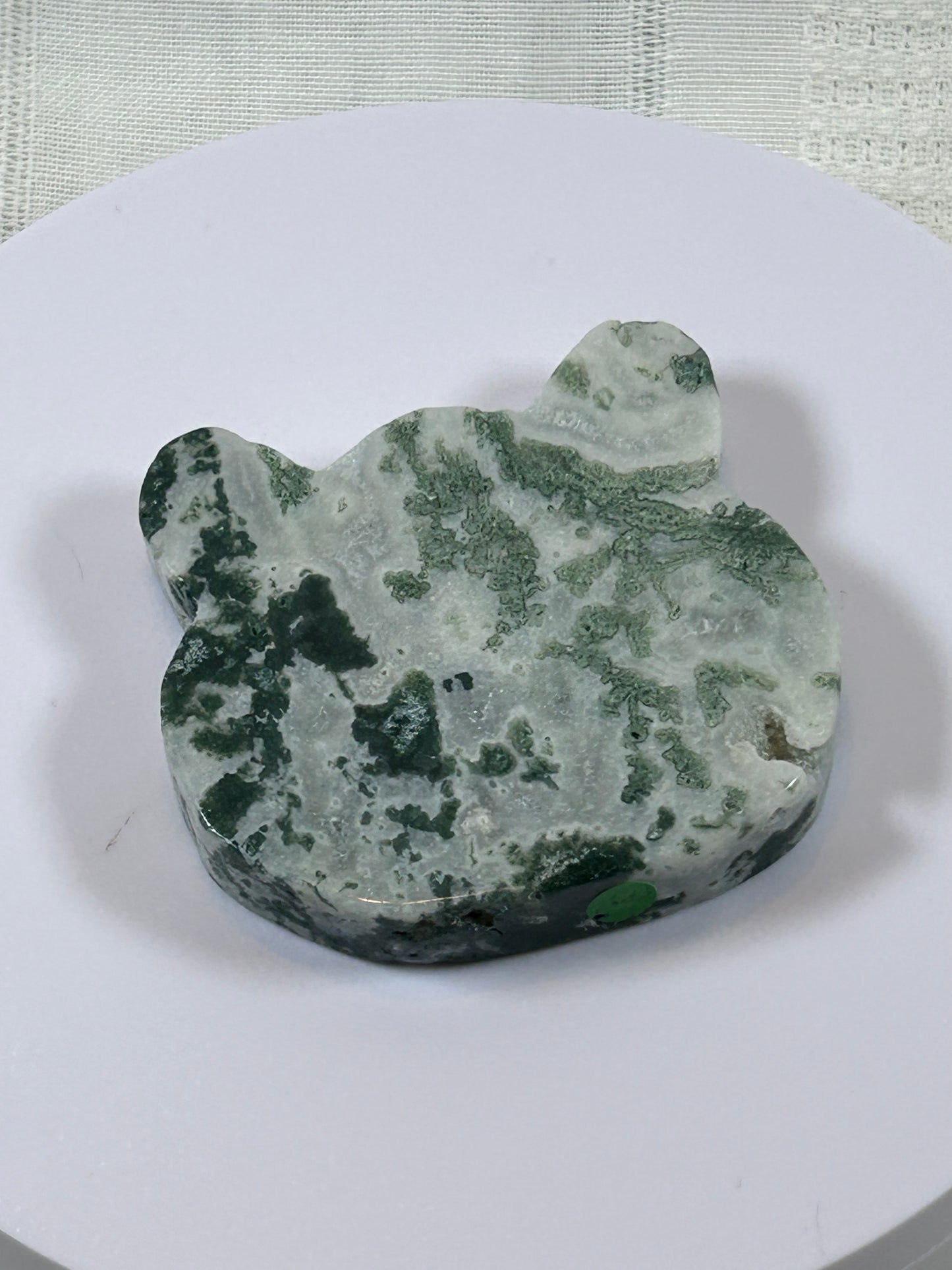 (#35) - TREE AGATE BEAR HEAD CARVING - NEW