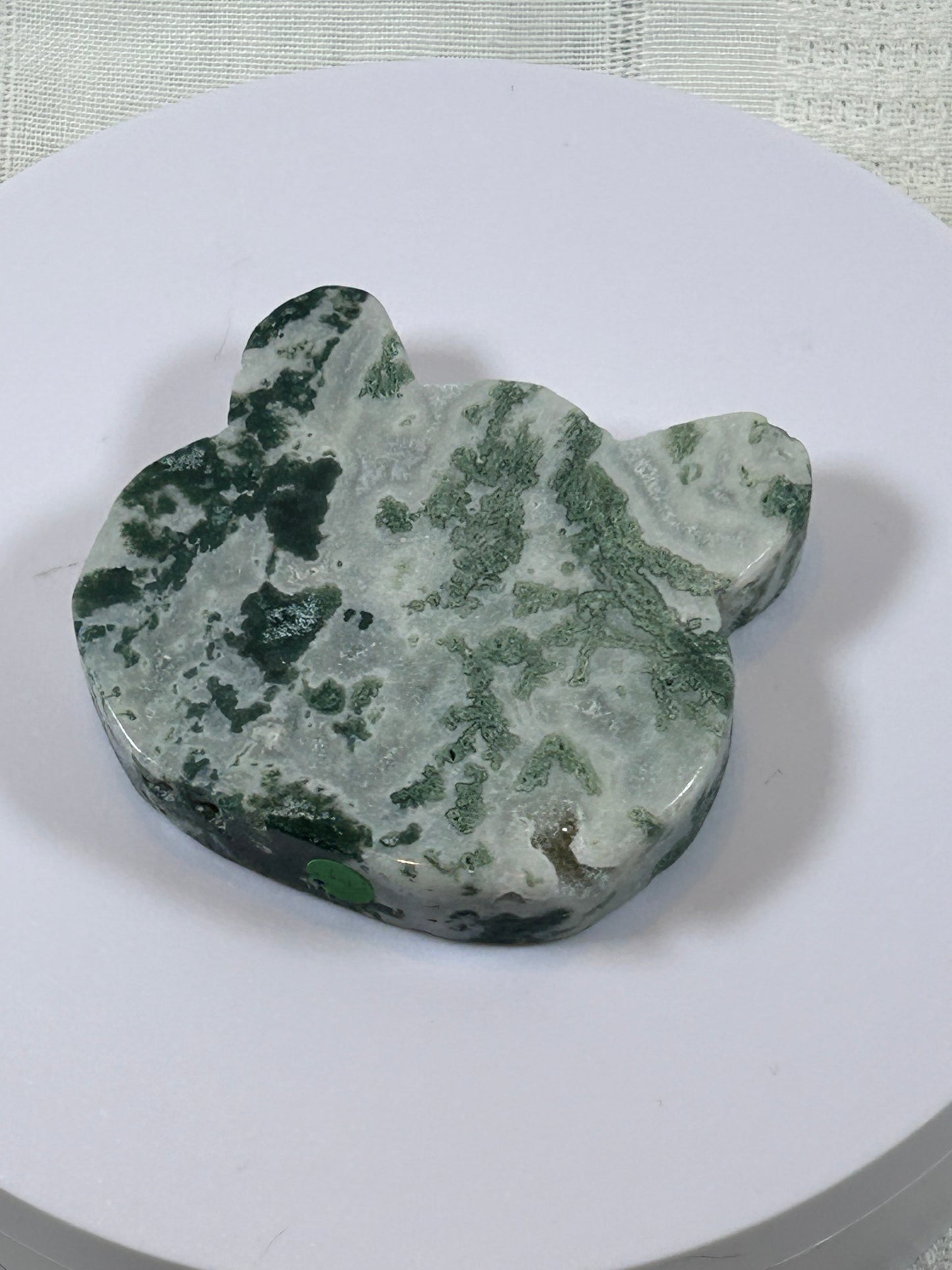 (#35) - TREE AGATE BEAR HEAD CARVING - NEW