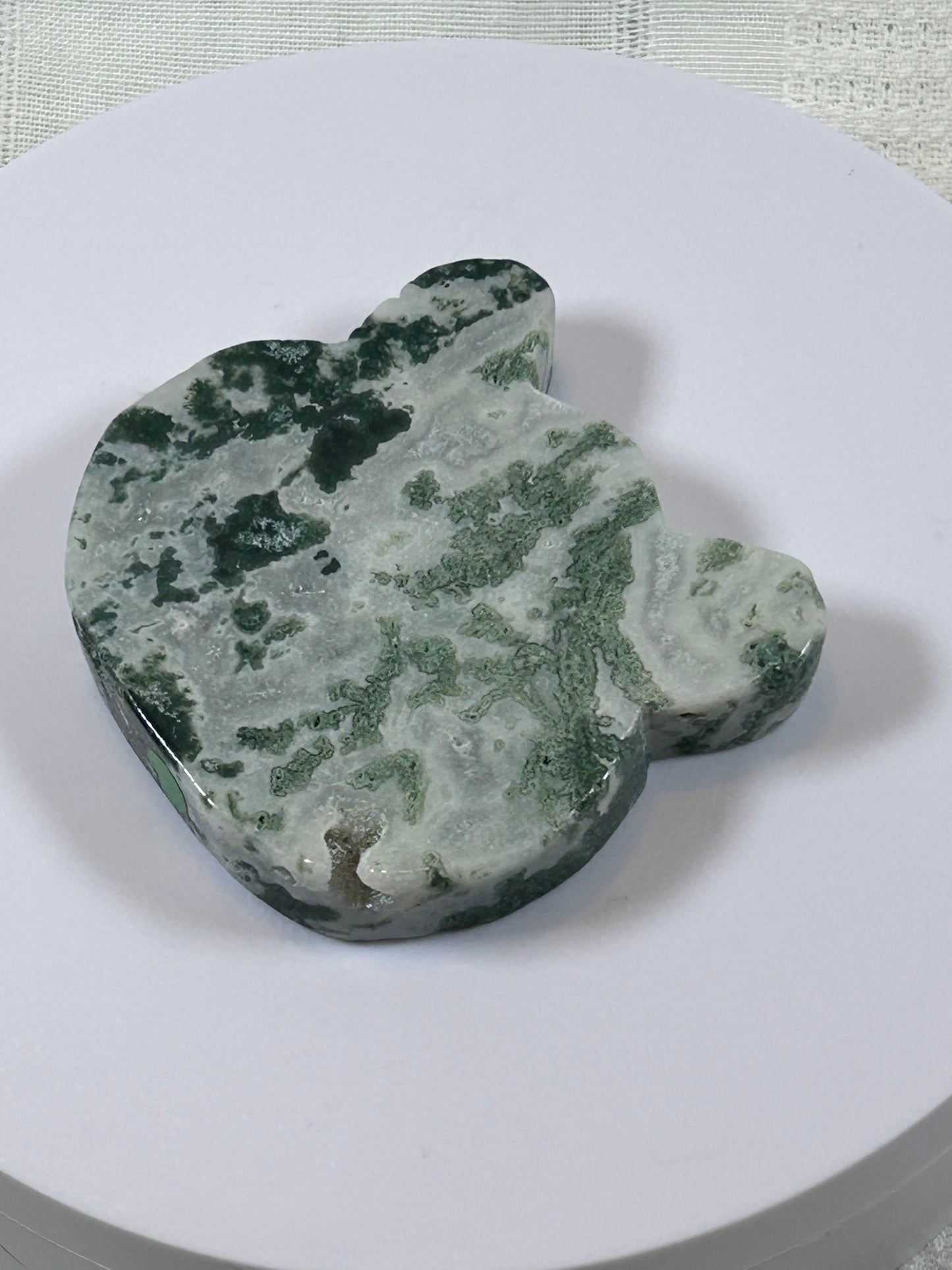 (#35) - TREE AGATE BEAR HEAD CARVING - NEW
