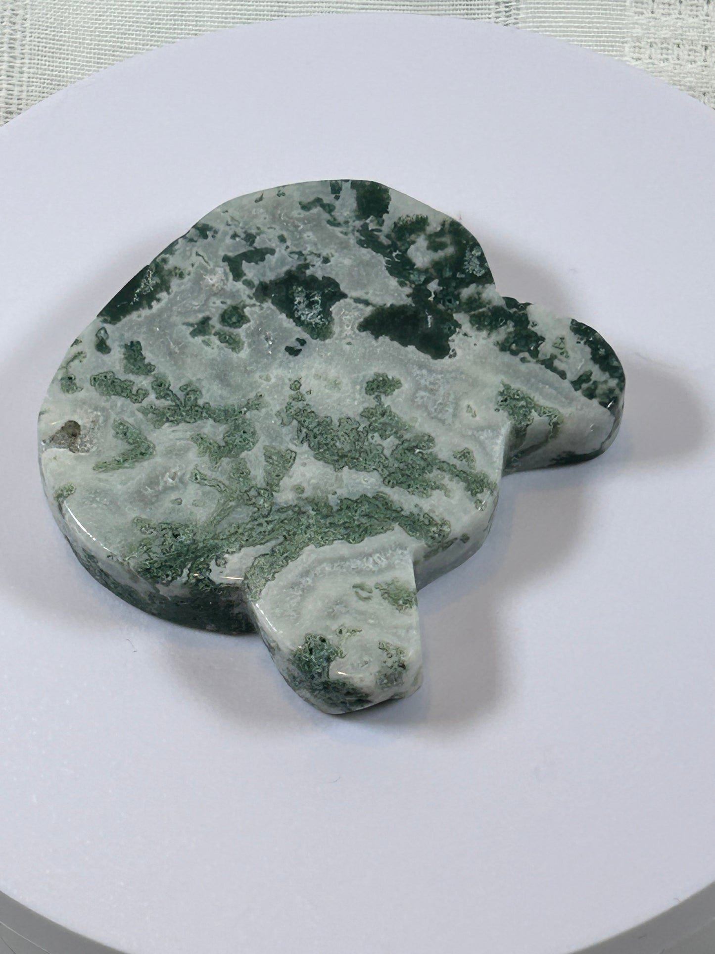 (#35) - TREE AGATE BEAR HEAD CARVING - NEW