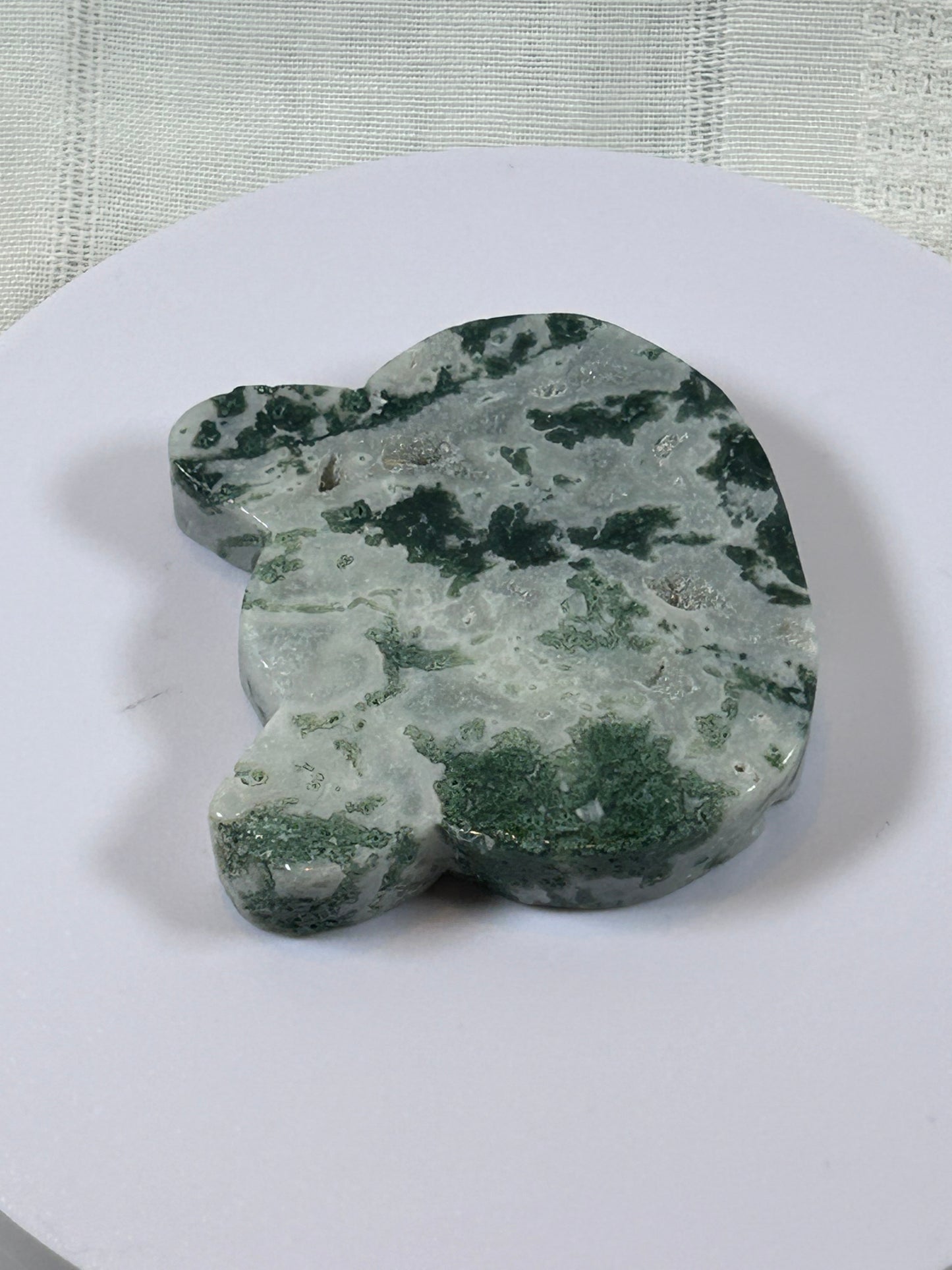 (#35) - TREE AGATE BEAR HEAD CARVING - NEW
