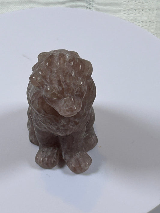 (#31) - STRAWBERRY QUARTZ LION CARVING - NEW