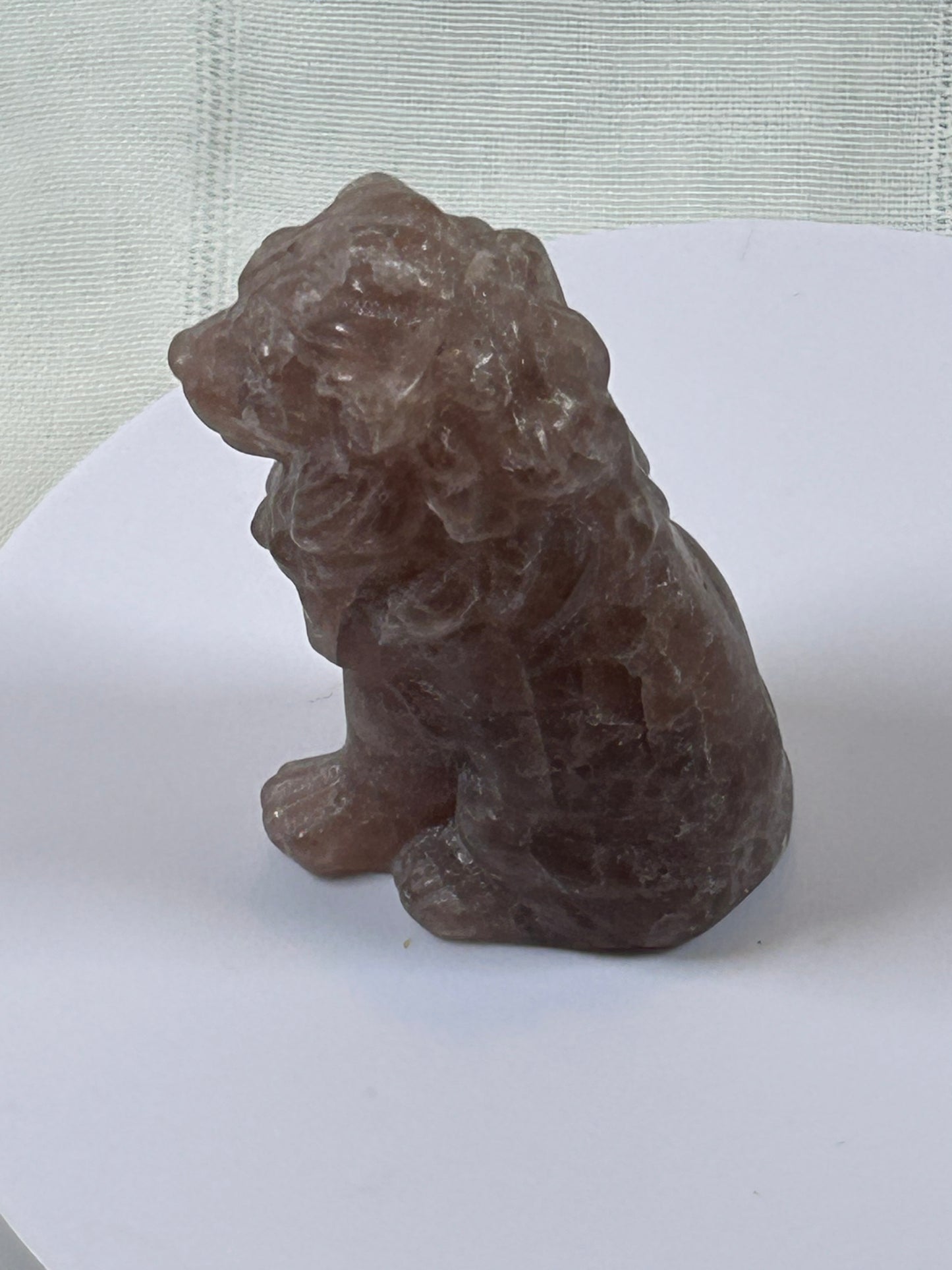 (#31) - STRAWBERRY QUARTZ LION CARVING - NEW