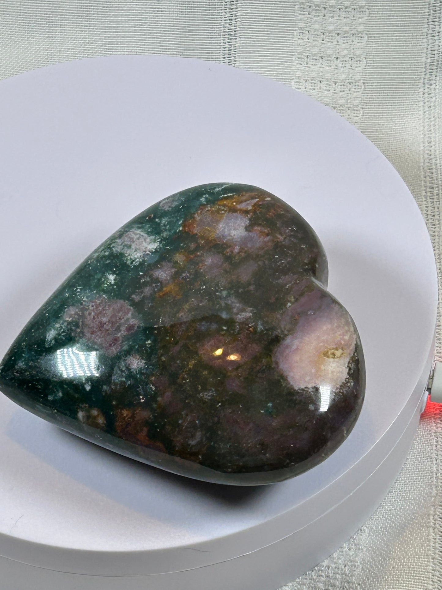 (#38) - OCEAN JASPER LARGE HEART CARVING - NEW