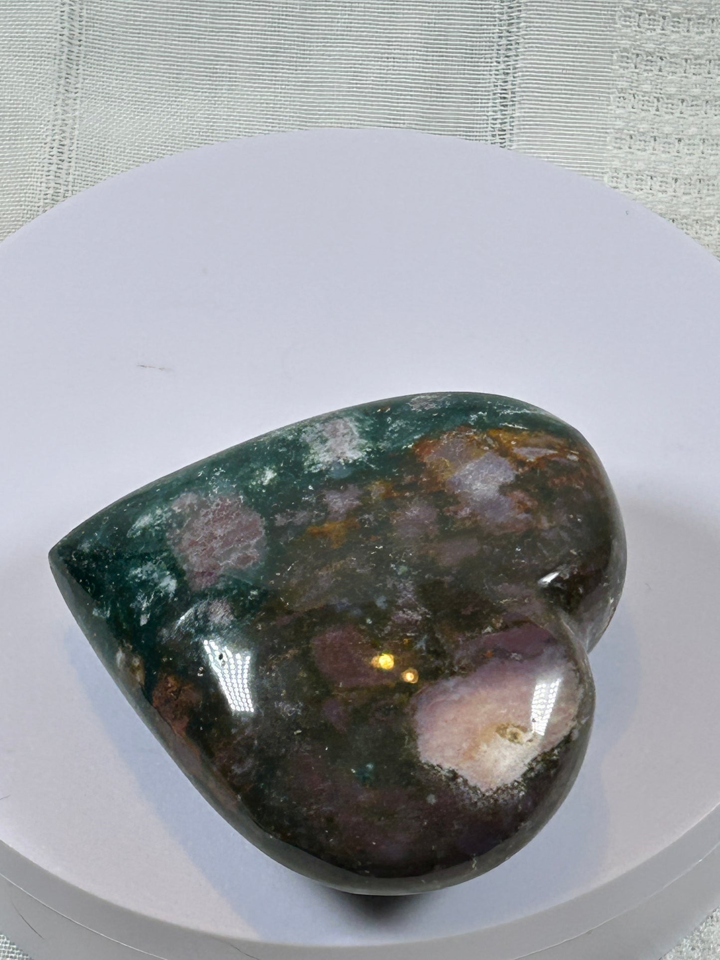 (#38) - OCEAN JASPER LARGE HEART CARVING - NEW