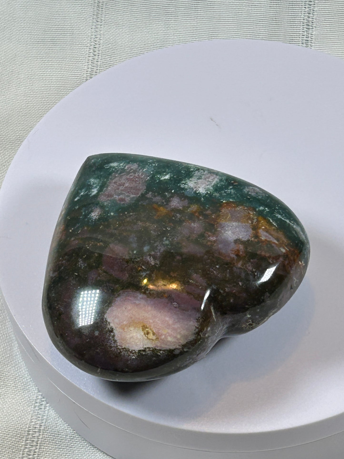 (#38) - OCEAN JASPER LARGE HEART CARVING - NEW