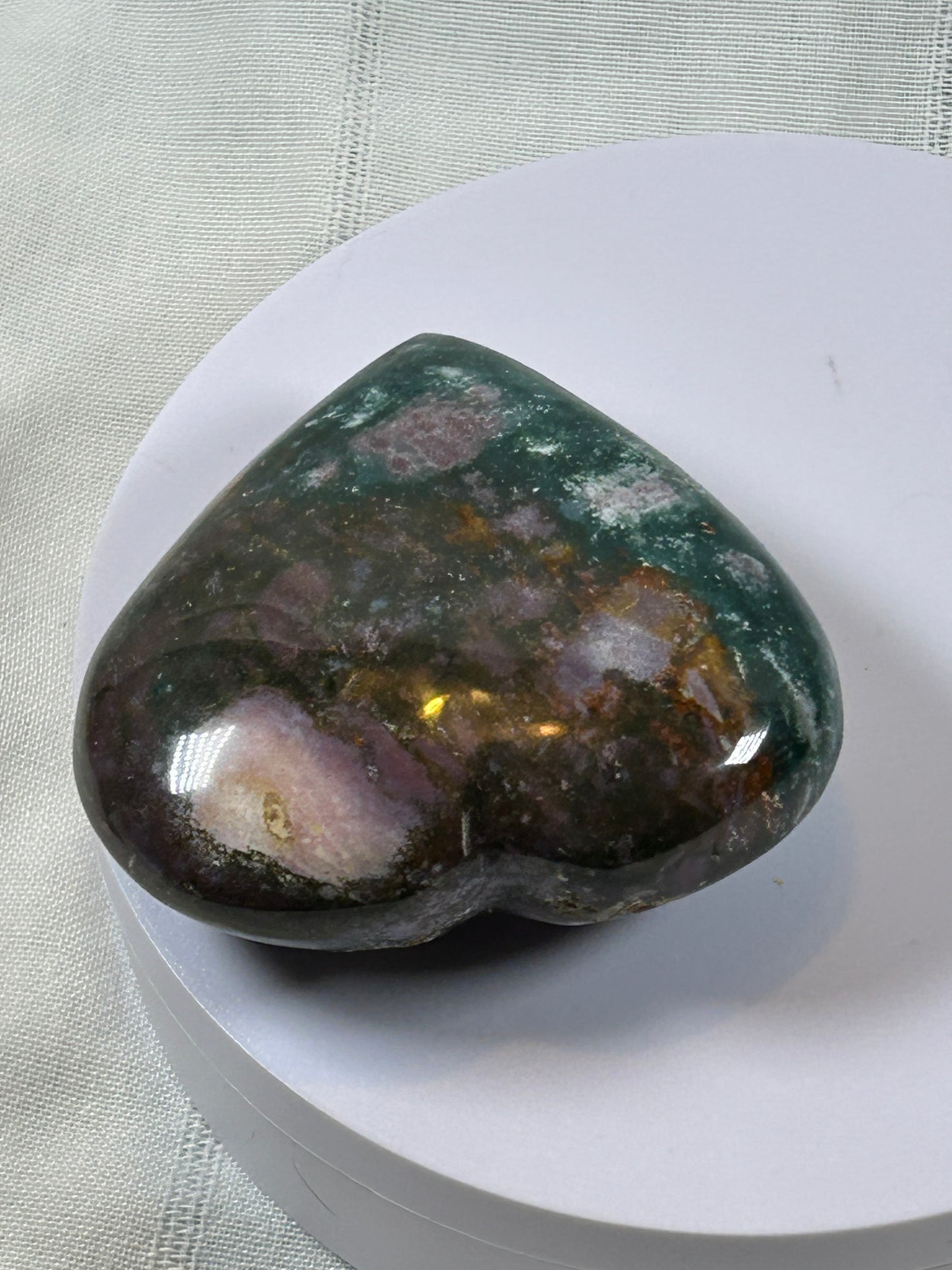(#38) - OCEAN JASPER LARGE HEART CARVING - NEW