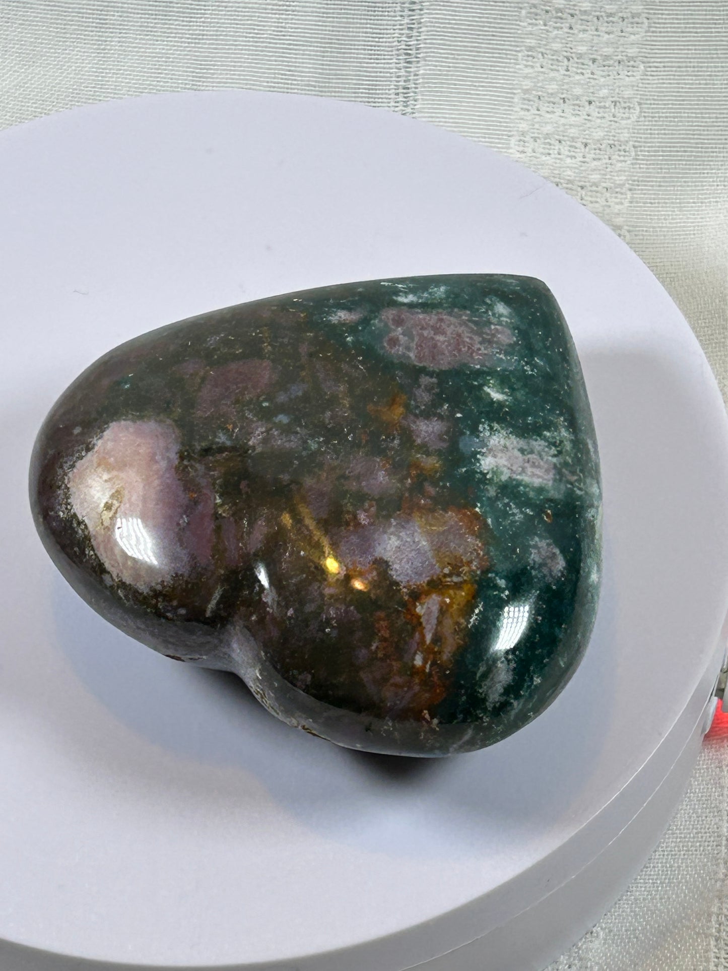 (#38) - OCEAN JASPER LARGE HEART CARVING - NEW