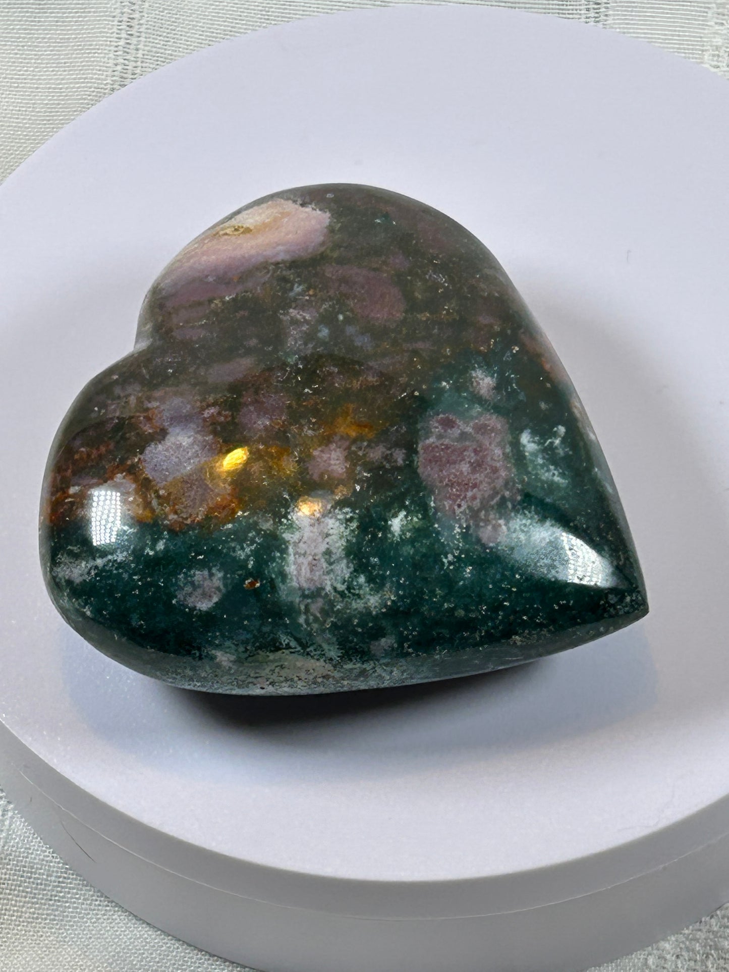 (#38) - OCEAN JASPER LARGE HEART CARVING - NEW