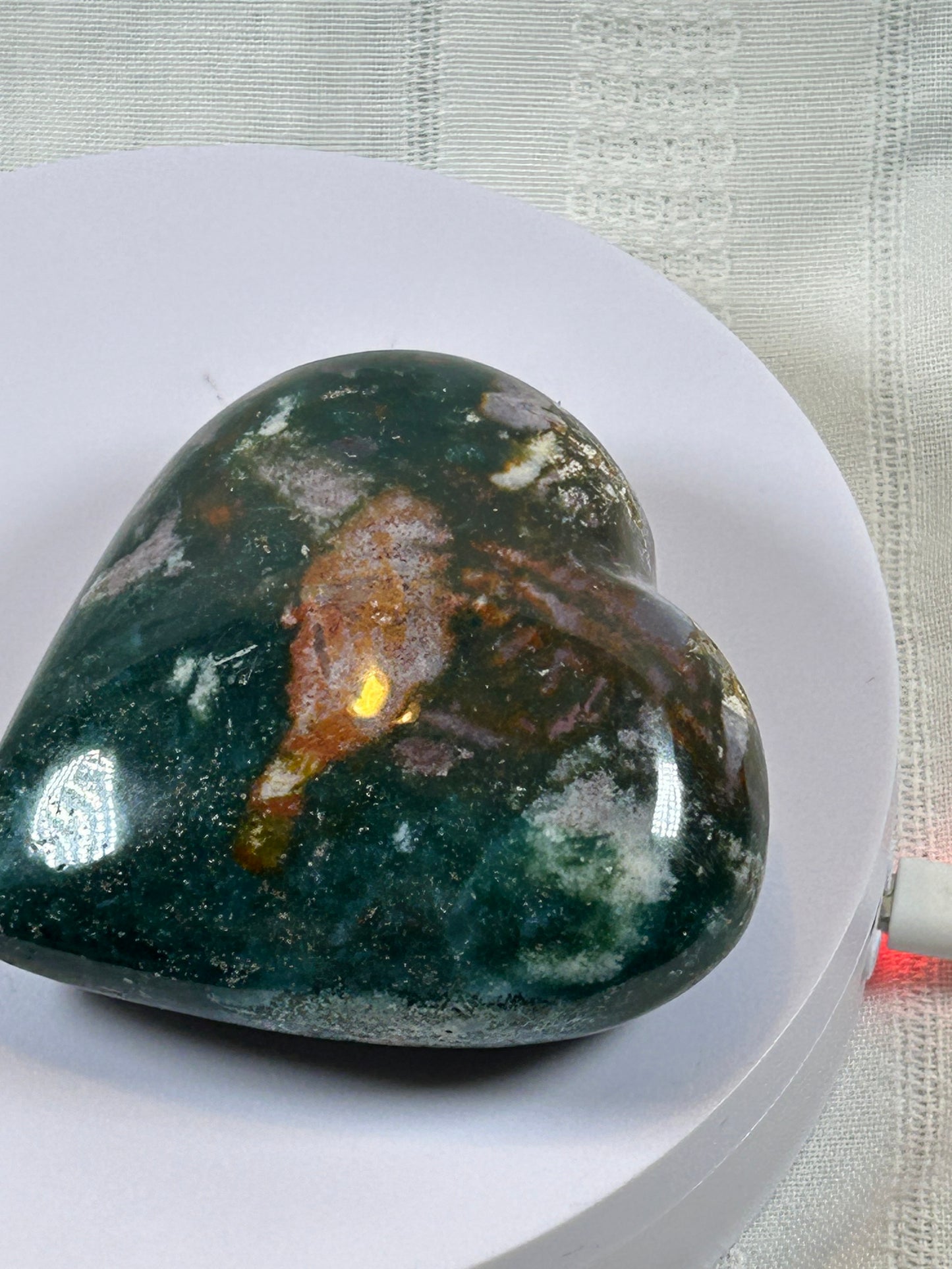 (#38) - OCEAN JASPER LARGE HEART CARVING - NEW