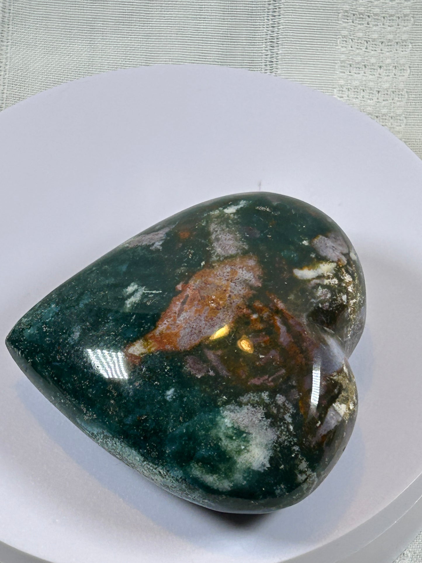 (#38) - OCEAN JASPER LARGE HEART CARVING - NEW