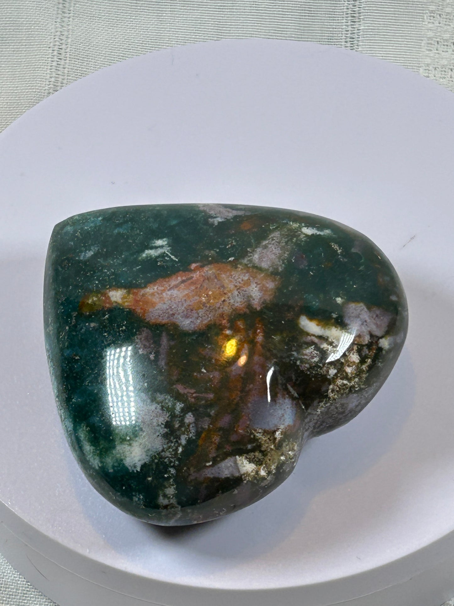 (#38) - OCEAN JASPER LARGE HEART CARVING - NEW