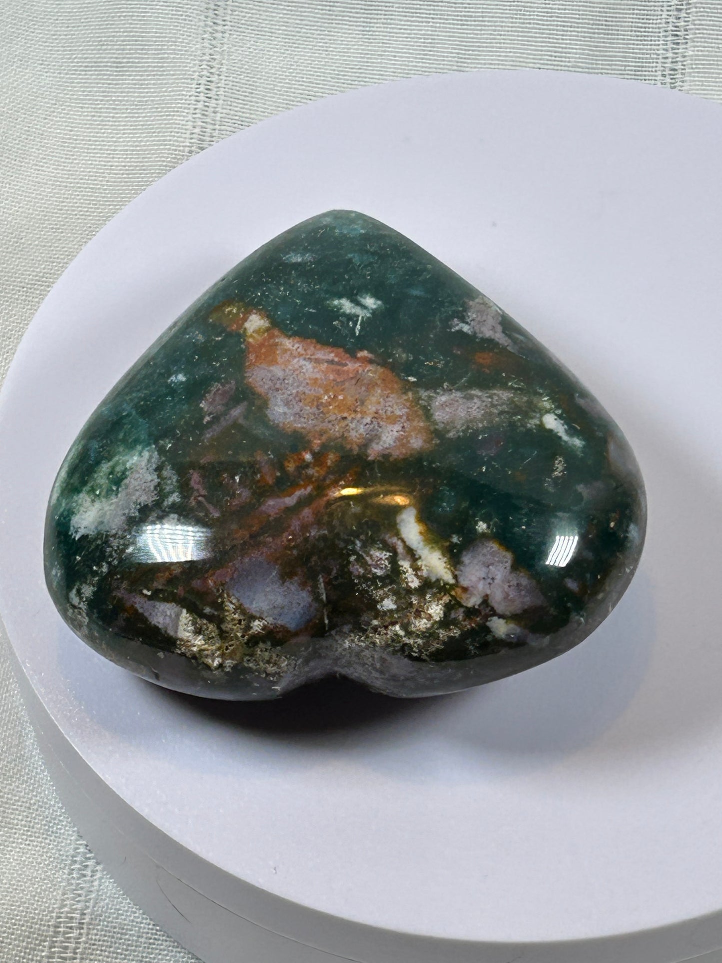(#38) - OCEAN JASPER LARGE HEART CARVING - NEW