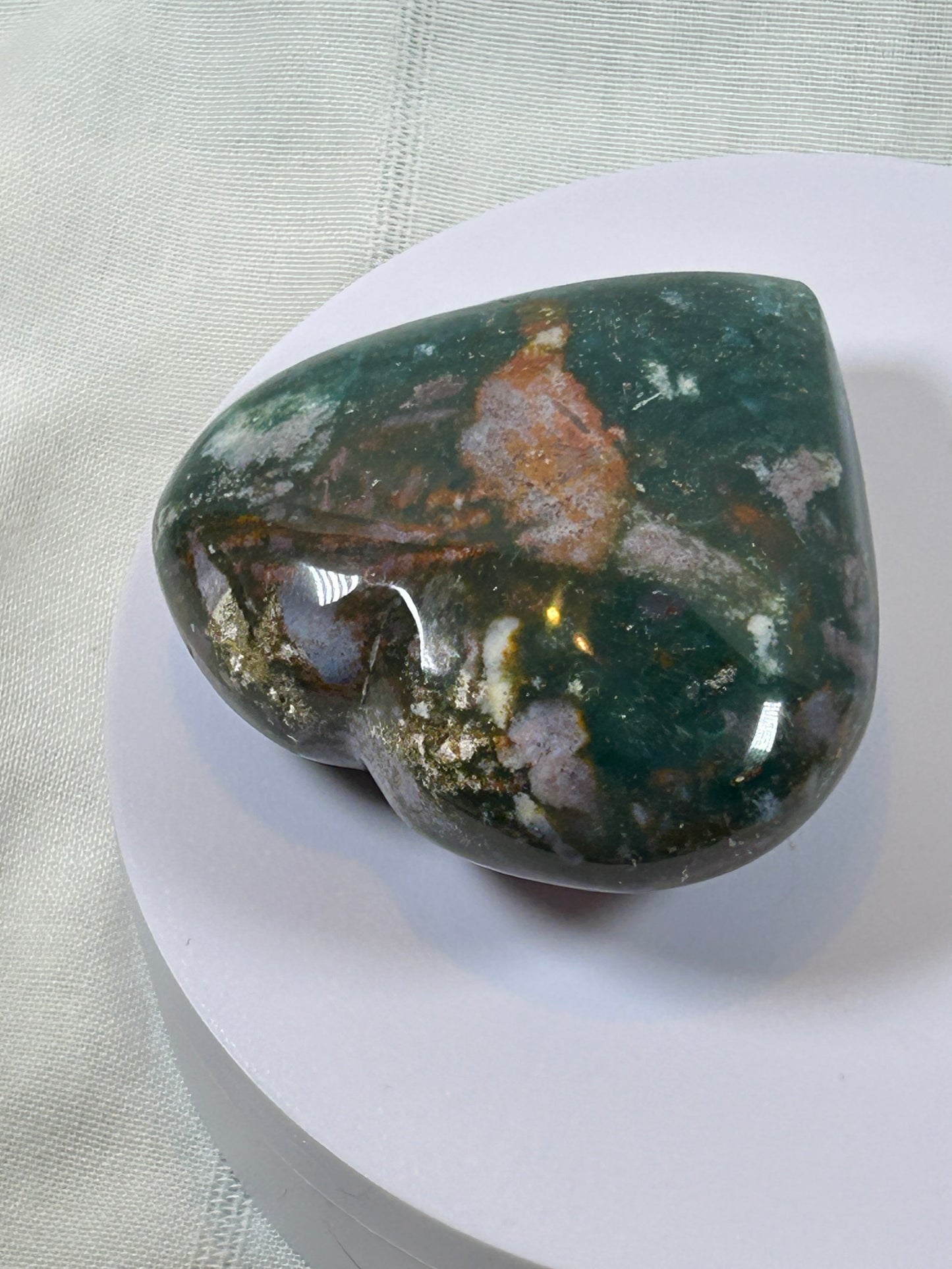 (#38) - OCEAN JASPER LARGE HEART CARVING - NEW