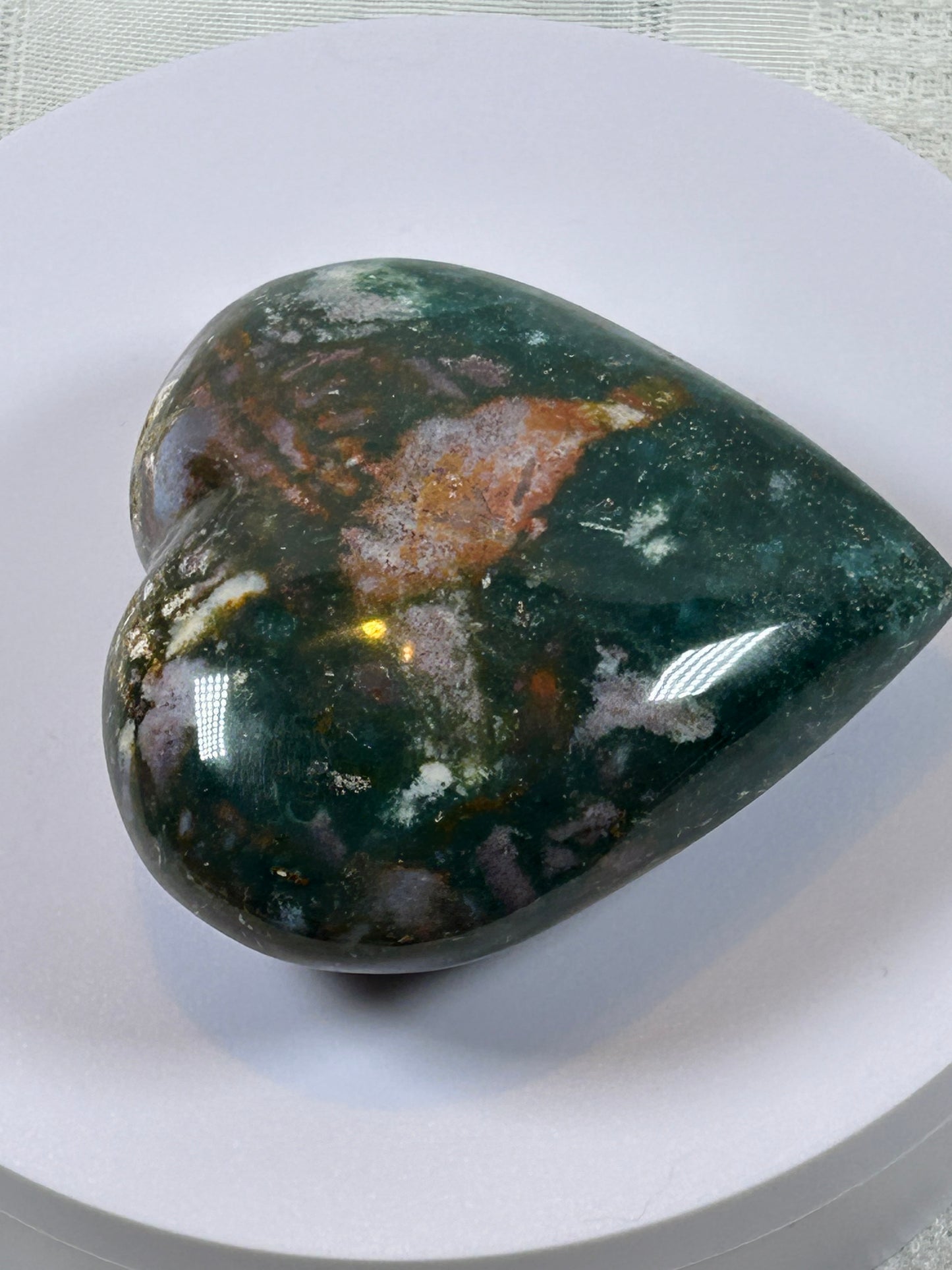 (#38) - OCEAN JASPER LARGE HEART CARVING - NEW
