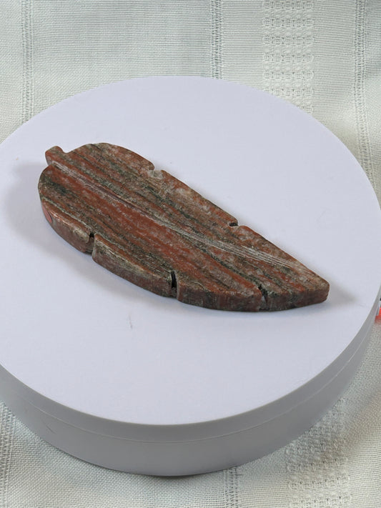 (#27) - RED JASPER FEATHER CARVING - NEW