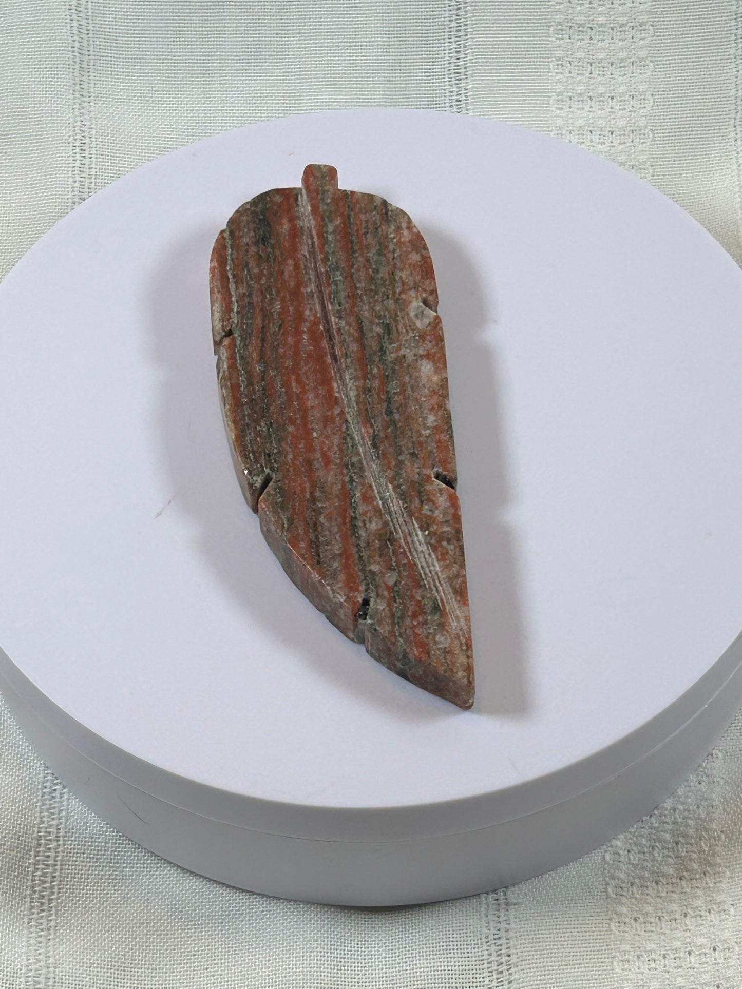 (#27) - RED JASPER FEATHER CARVING - NEW