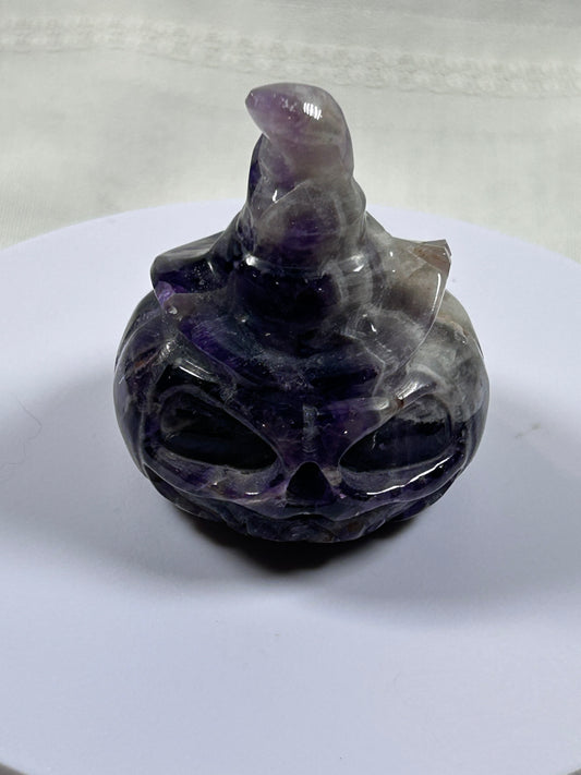 (#1171) - Dream Amethyst Pumpkin Head Witch Hat - New