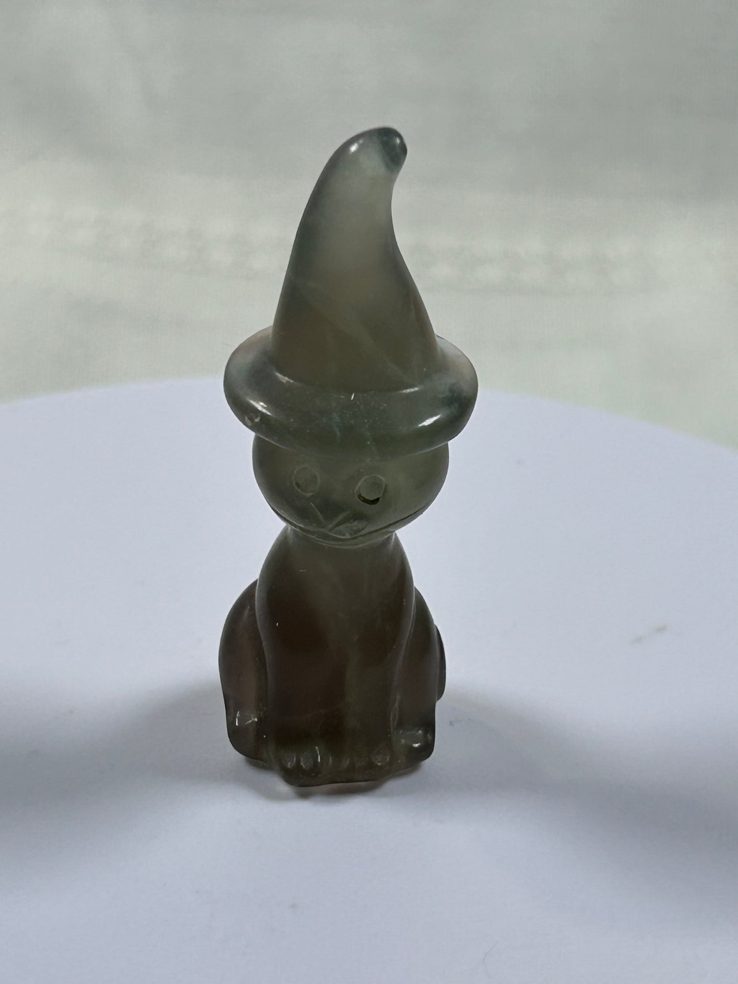 (#1161) - Fluorite Cat with Witch Hat - New