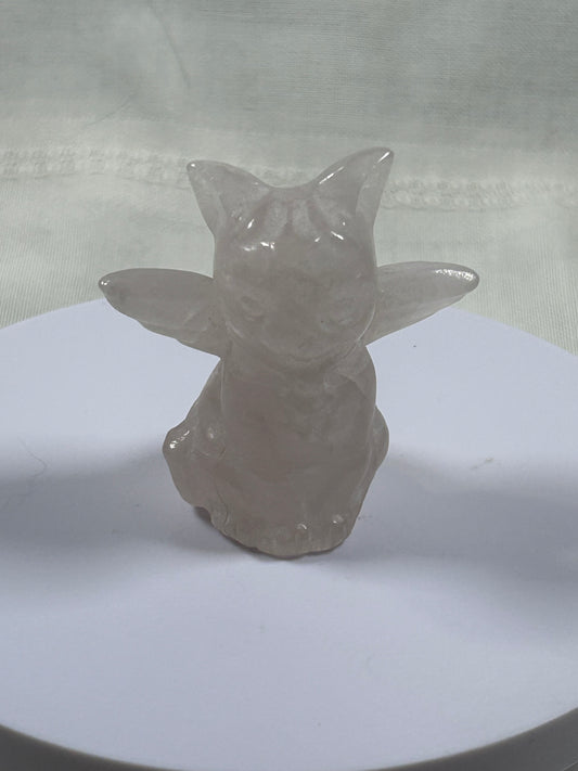 (#1167) - Clear Quartz Cat with Wings - New