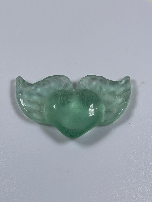 (#1175) - Fluorite Heart with Wings - New
