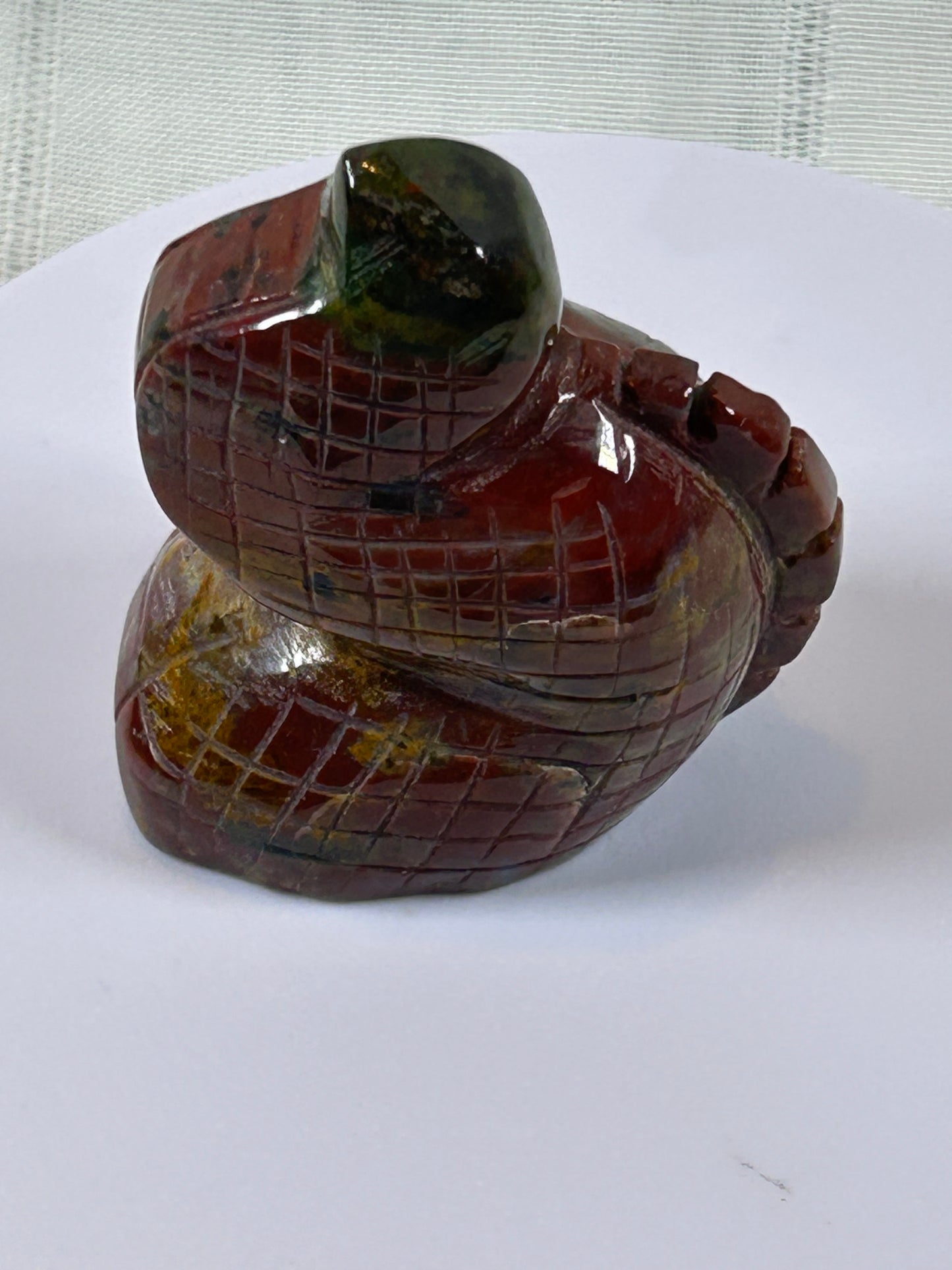 (#37) - CHERRY CREEK JASPER SNAKE CARVING - NEW