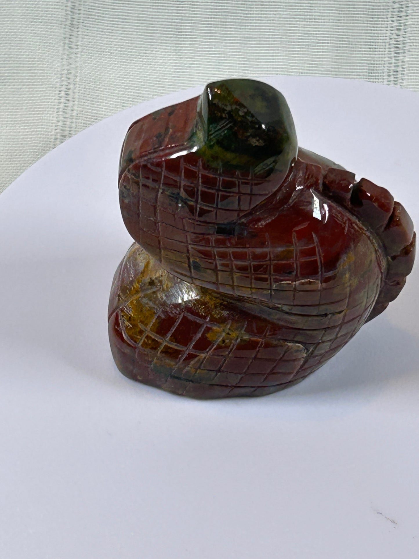 (#37) - CHERRY CREEK JASPER SNAKE CARVING - NEW