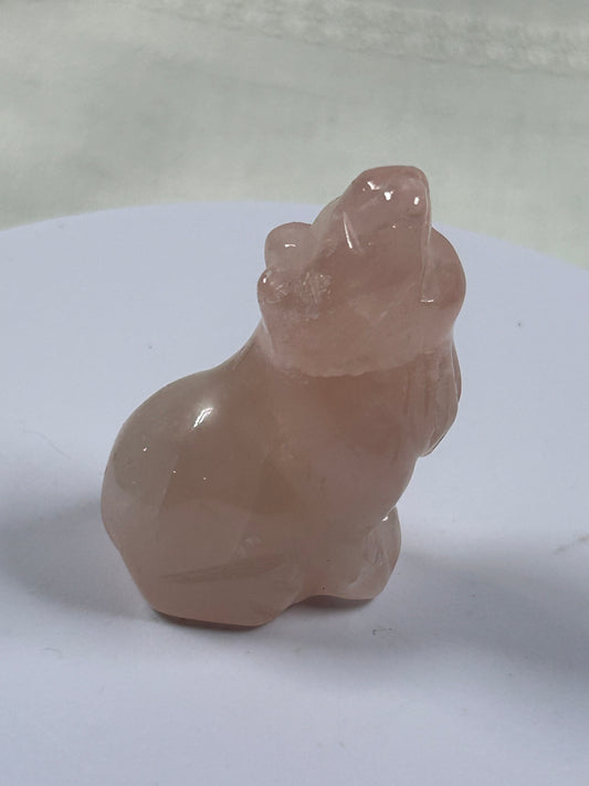 (#1139) - Rose Quartz Howling Wolf - New