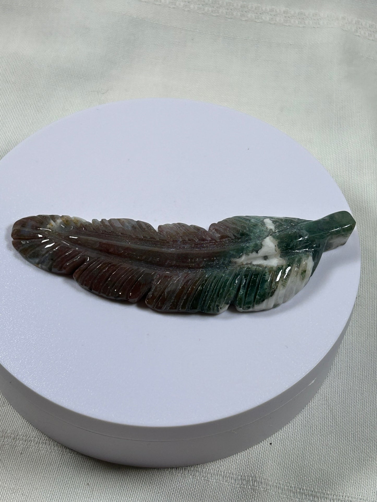 (#1136) - Moss Agate Feather - New