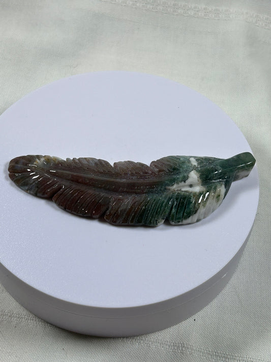 (#1136) - Moss Agate Feather - New