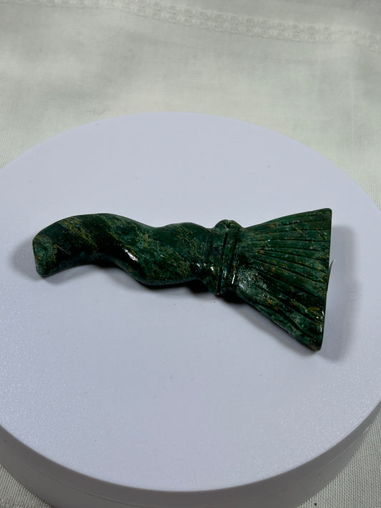 (#1199) - Green Jasper Broom - New