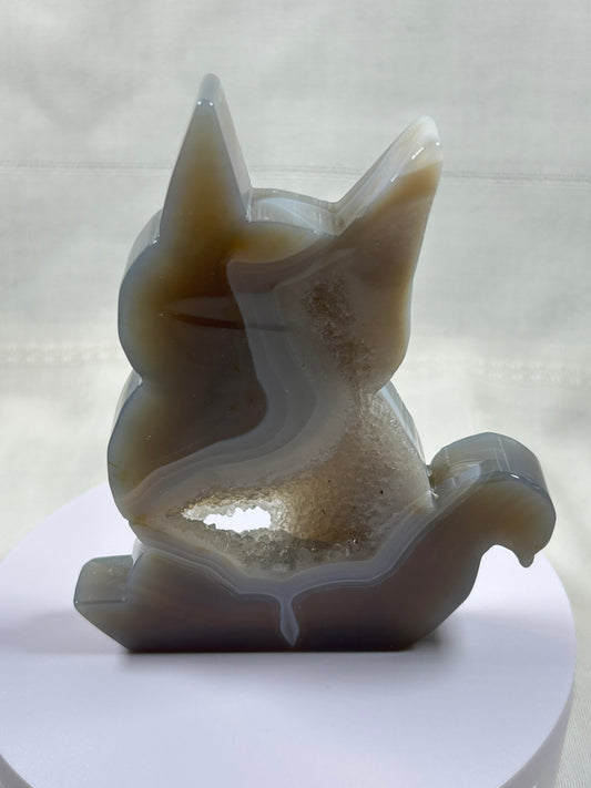 (#1211) - Agate Cat with Druzy - New