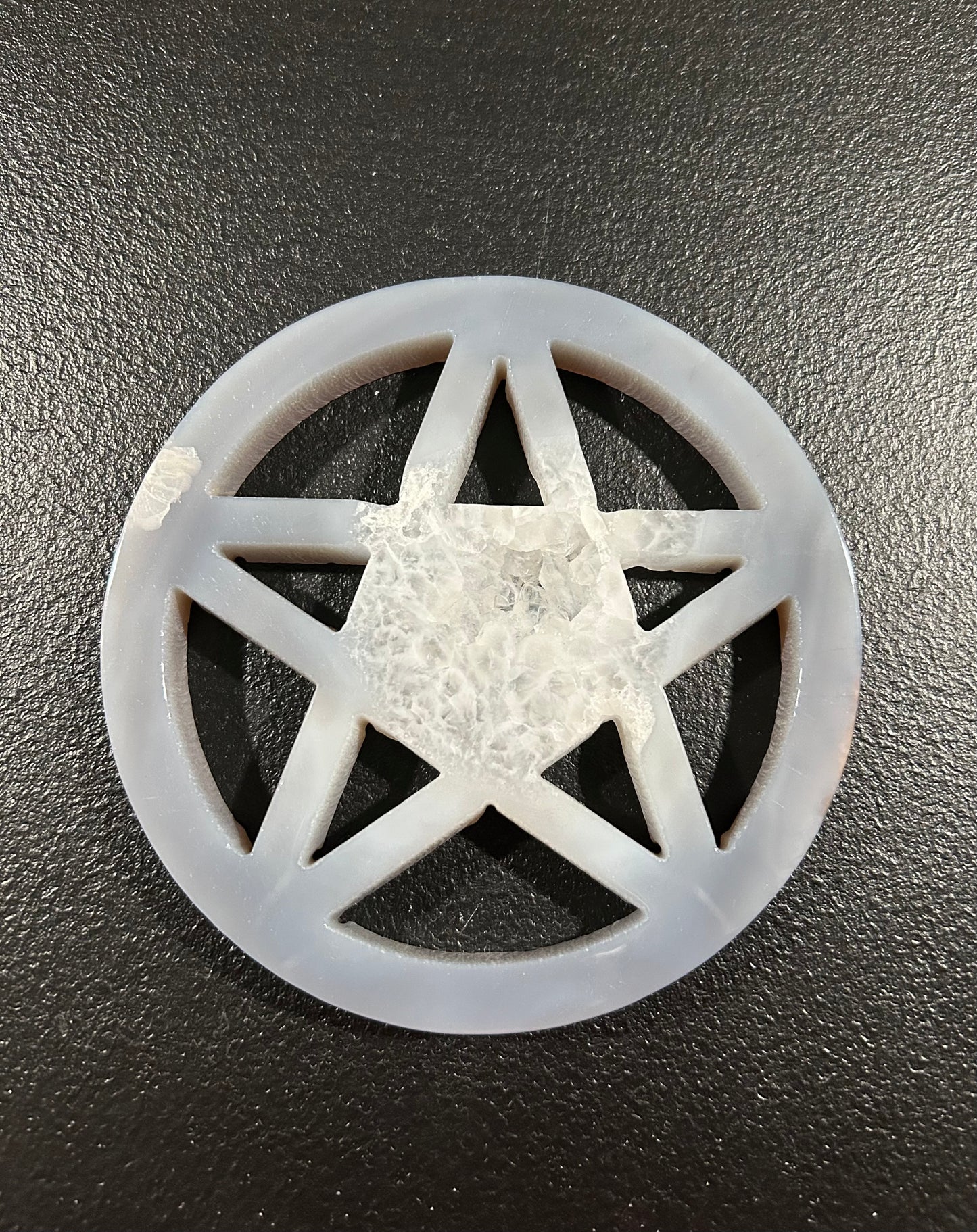 (#1212) - Agate Pentagram with Druzy - New