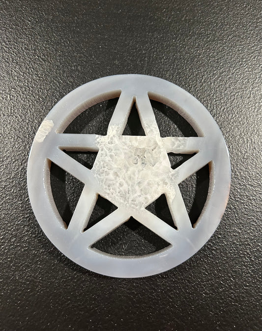 (#1212) - Agate Pentagram with Druzy - New