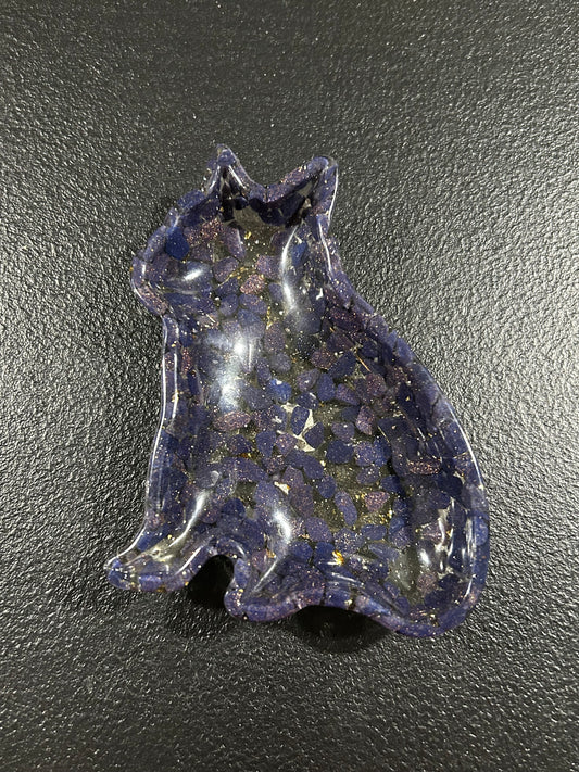 (#1133) - Cat Dish Purple Gold - New