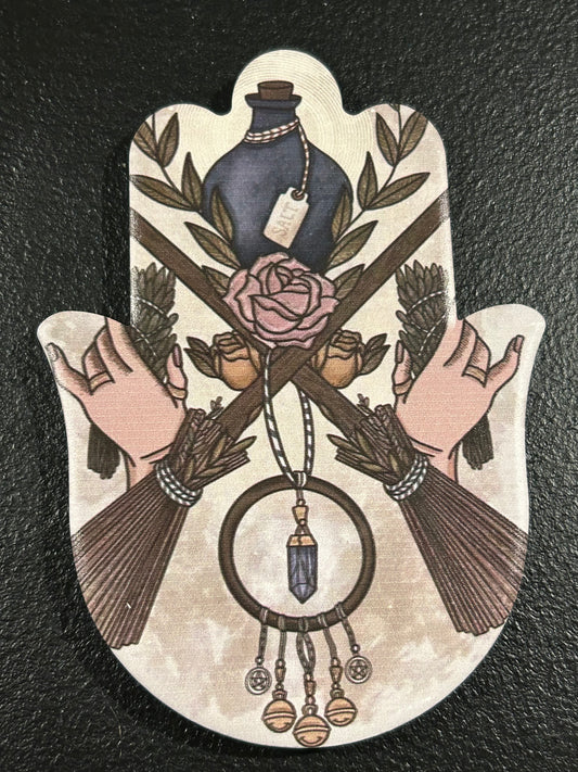 (#1216) - Hamsa Hand Witchy Aesthetics Coaster - New