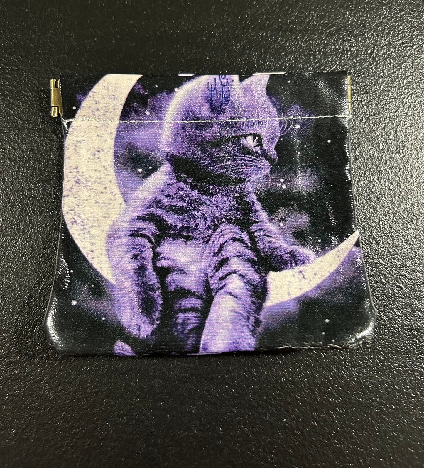 (#1215) - Cat and Moon Squeeze Coin Purse - New